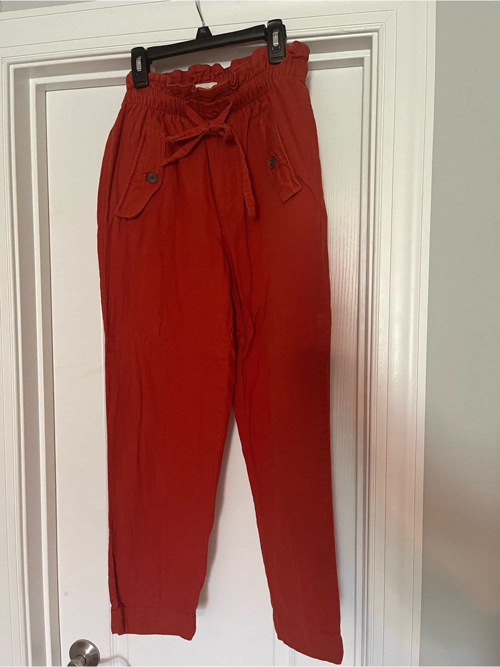 Burnt Orange Paperbag Waist Cargo Pants